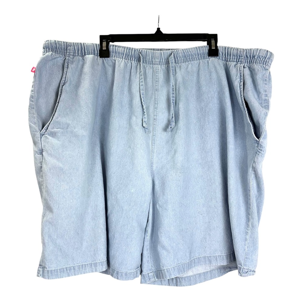 Woman Within Blue Denim Elastic Waist Shorts Size 30W Plus Size Casual Pockets